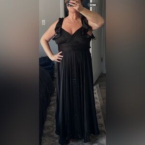 Vici maxi black back tie dress silky maxi